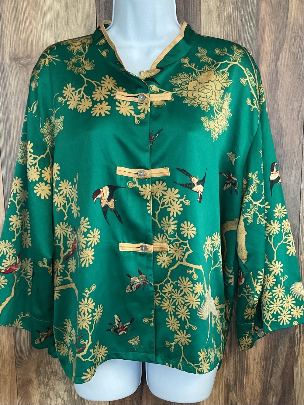 Natori Mandarin Satin Tunic Lightweight Jacket XL        387B